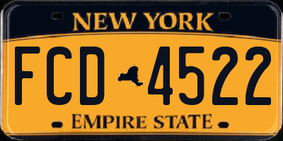 NY license plate FCD4522