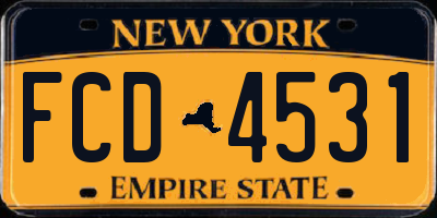 NY license plate FCD4531