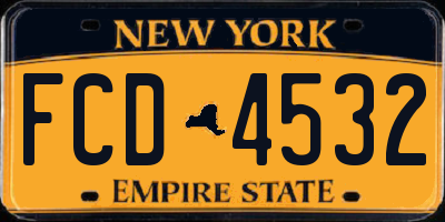 NY license plate FCD4532
