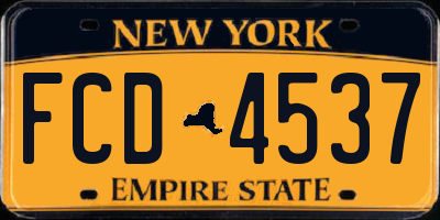 NY license plate FCD4537