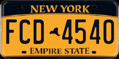 NY license plate FCD4540