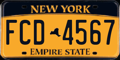 NY license plate FCD4567