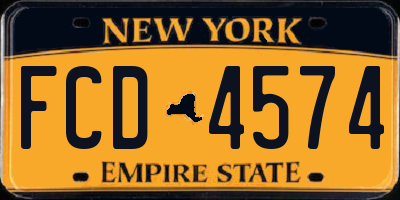 NY license plate FCD4574