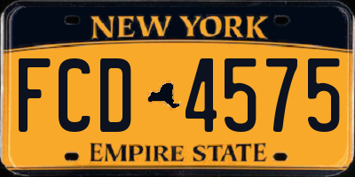 NY license plate FCD4575