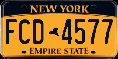 NY license plate FCD4577