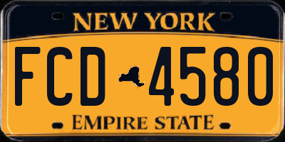 NY license plate FCD4580