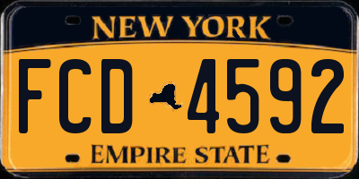 NY license plate FCD4592
