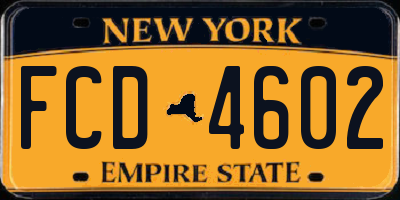 NY license plate FCD4602