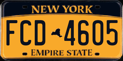 NY license plate FCD4605