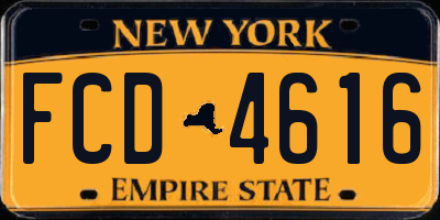 NY license plate FCD4616