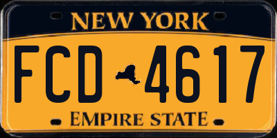 NY license plate FCD4617