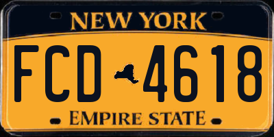 NY license plate FCD4618
