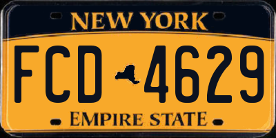 NY license plate FCD4629