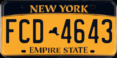 NY license plate FCD4643