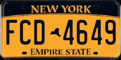 NY license plate FCD4649