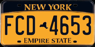 NY license plate FCD4653