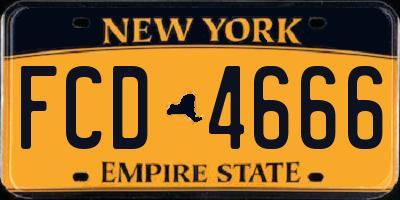 NY license plate FCD4666