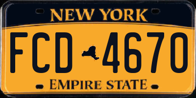 NY license plate FCD4670