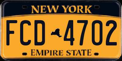 NY license plate FCD4702