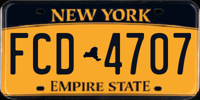 NY license plate FCD4707