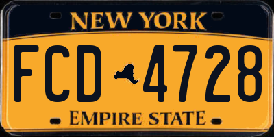 NY license plate FCD4728