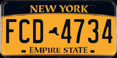 NY license plate FCD4734