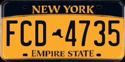 NY license plate FCD4735
