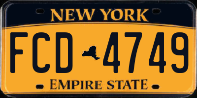 NY license plate FCD4749