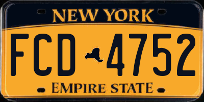 NY license plate FCD4752