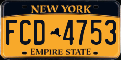 NY license plate FCD4753