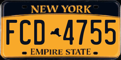 NY license plate FCD4755