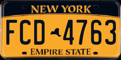 NY license plate FCD4763