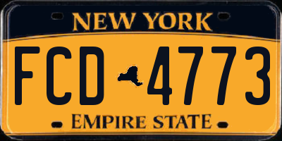 NY license plate FCD4773