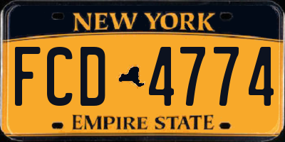 NY license plate FCD4774