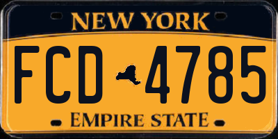 NY license plate FCD4785