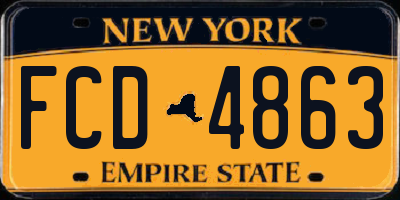 NY license plate FCD4863