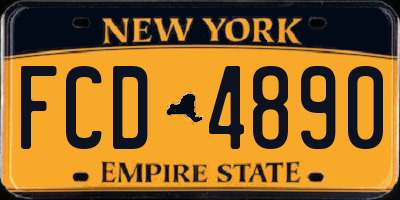 NY license plate FCD4890