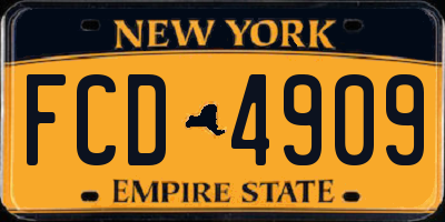 NY license plate FCD4909