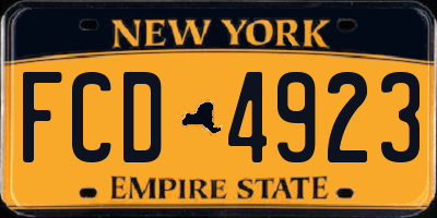 NY license plate FCD4923