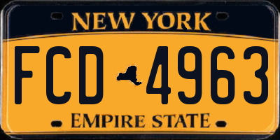 NY license plate FCD4963