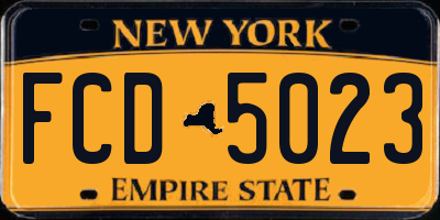 NY license plate FCD5023
