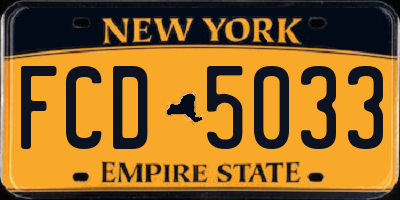 NY license plate FCD5033