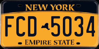 NY license plate FCD5034