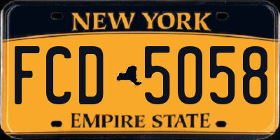 NY license plate FCD5058