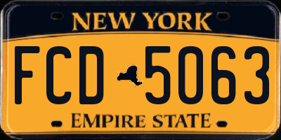 NY license plate FCD5063