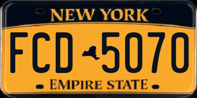 NY license plate FCD5070
