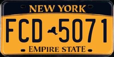 NY license plate FCD5071