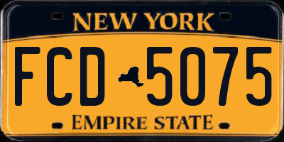 NY license plate FCD5075