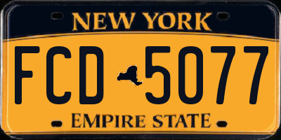 NY license plate FCD5077