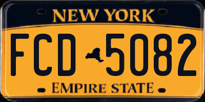NY license plate FCD5082